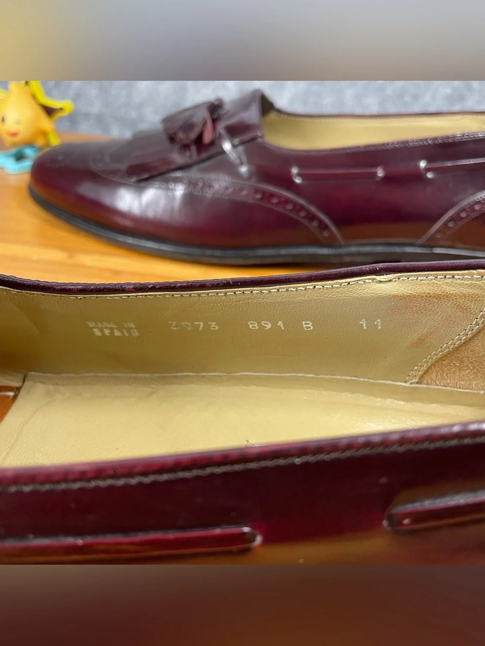 Mezlan Mens 11 B Burgundy Leather Kiltie Tassel Loafer Dress Shoe Made In Spain